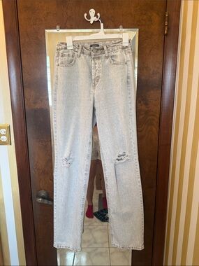 wild fable Light Blue Straight-Leg Ripped Jeans